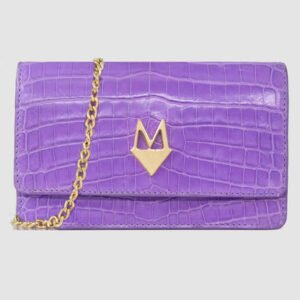 Pochette "Divina" Borsa in vera pelle di Coccodrillo Lilla