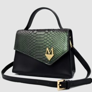 Borsa "Eccelsa" in vera pelle di Pitone Verde Iridescente