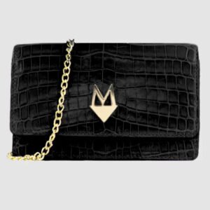 Pochette "Divina" Borsa in vera pelle di Coccodrillo Nero