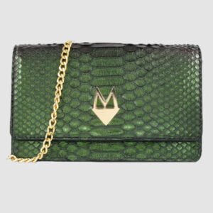 Pochette "Divina" Borsa in vera pelle di Pitone Verde Iridescente