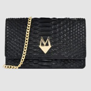 Pochette "Divina" Borsa in vera pelle di Pitone Nero