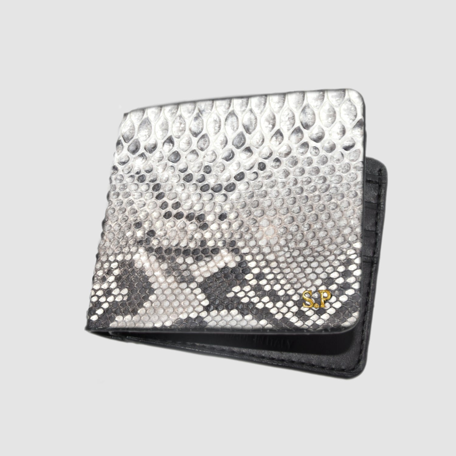 Portafoglio mod. "Esemplare" in vera pelle di Pitone Nero Personalizzabile - immagine 4