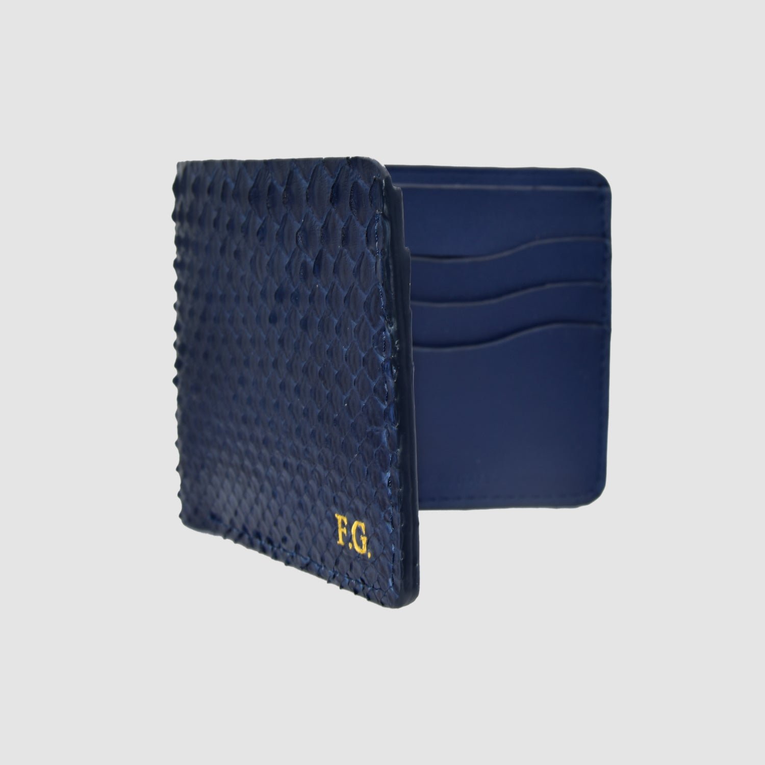 Portafoglio mod. "Esemplare" in vera pelle di Pitone Personalizzabile - Blu scuro - immagine 3