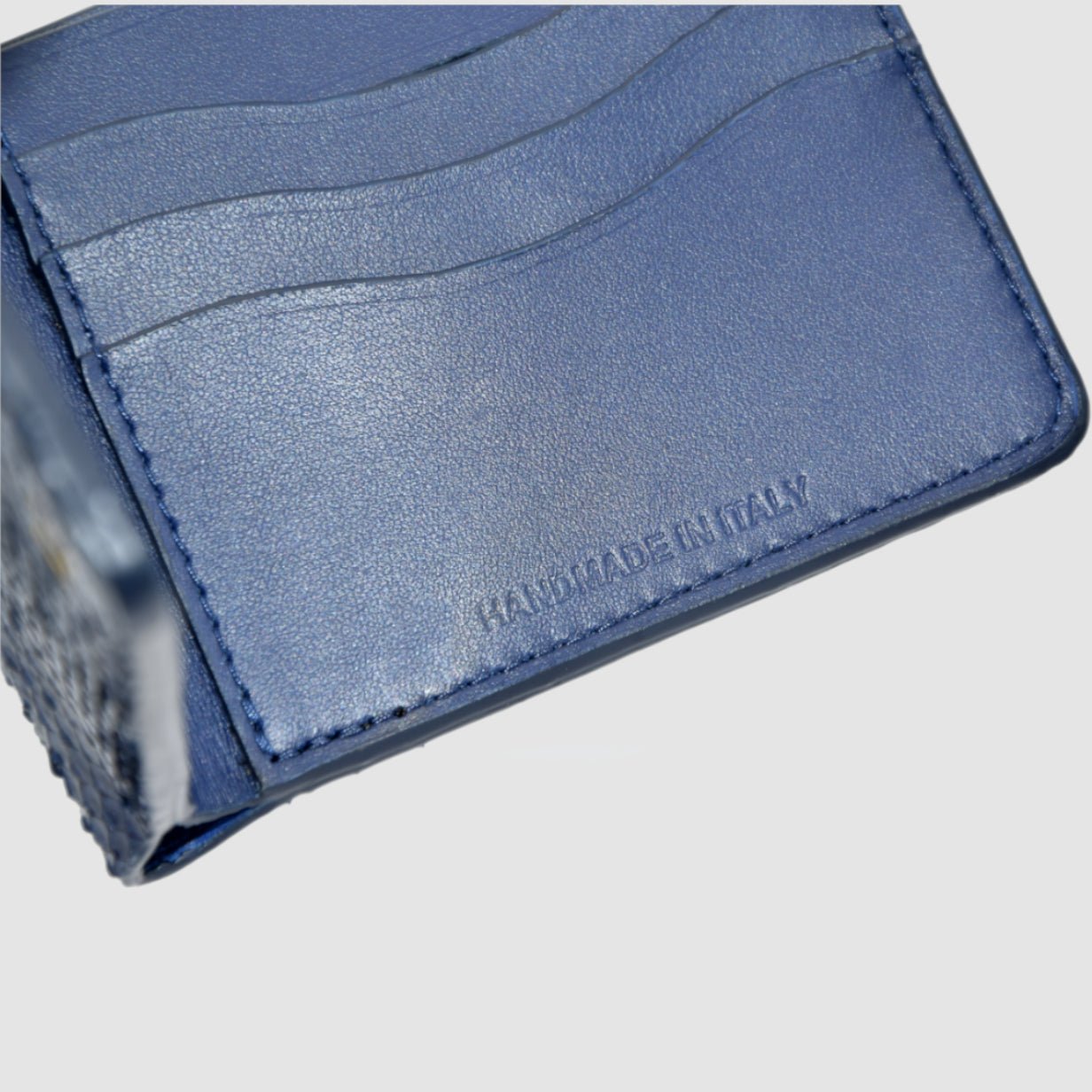 Portafoglio mod. "Esemplare" in vera pelle di Pitone Personalizzabile - Blu scuro - immagine 5