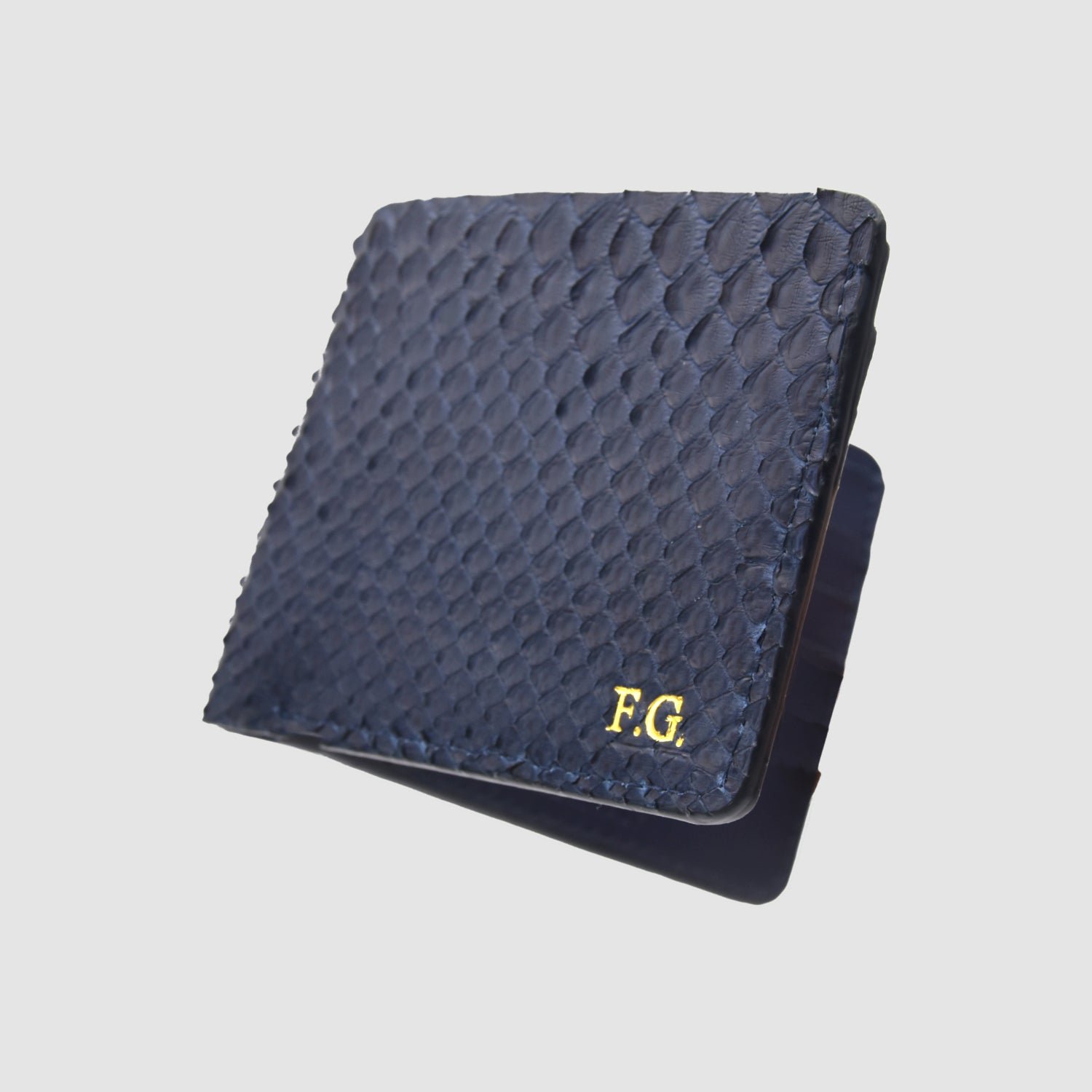 Portafoglio mod. "Esemplare" in vera pelle di Pitone Personalizzabile - Blu scuro - immagine 6