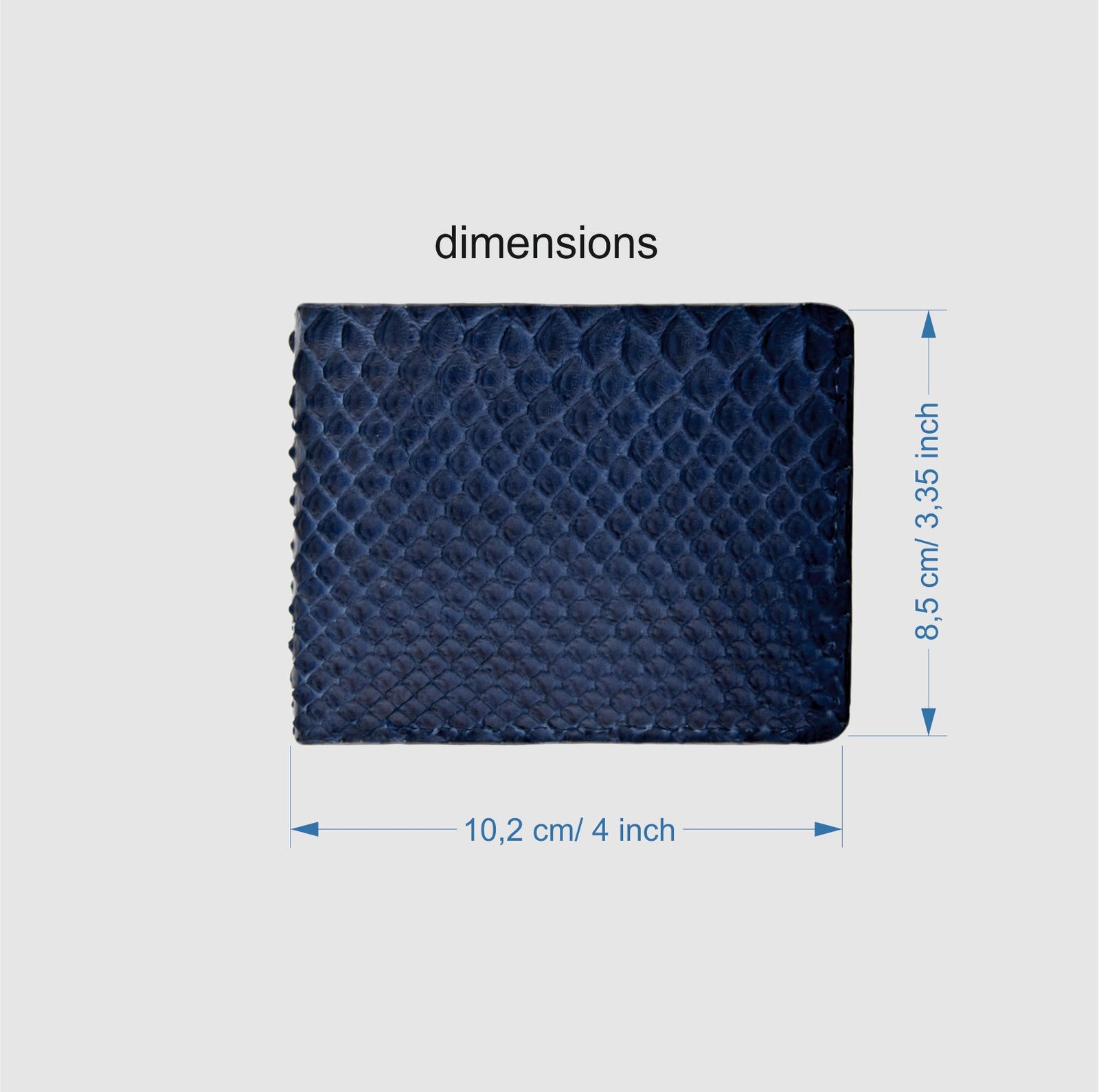 Portafoglio mod. "Esemplare" in vera pelle di Pitone Personalizzabile - Blu scuro - immagine 4