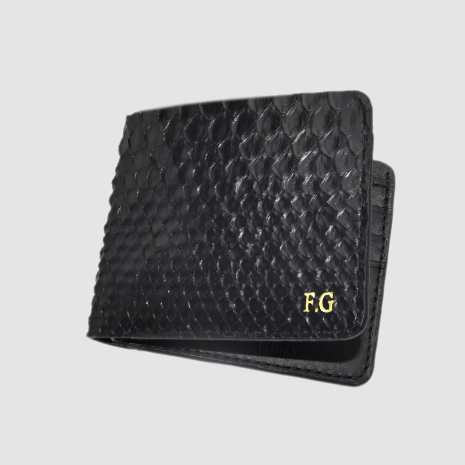 Portafoglio mod. "Esemplare" in vera pelle di Pitone Nero Personalizzabile - immagine 8