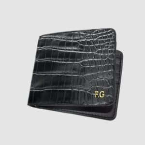 Portafoglio mod. "Esemplare" in vera pelle di Coccodrillo Nero Personalizzabile