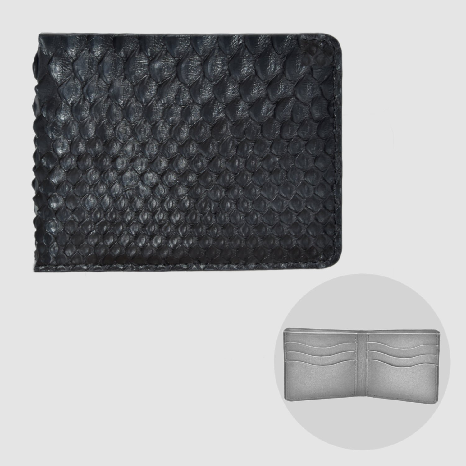 Portafoglio mod. "Esemplare" in vera pelle di Pitone Nero Personalizzabile - immagine 10