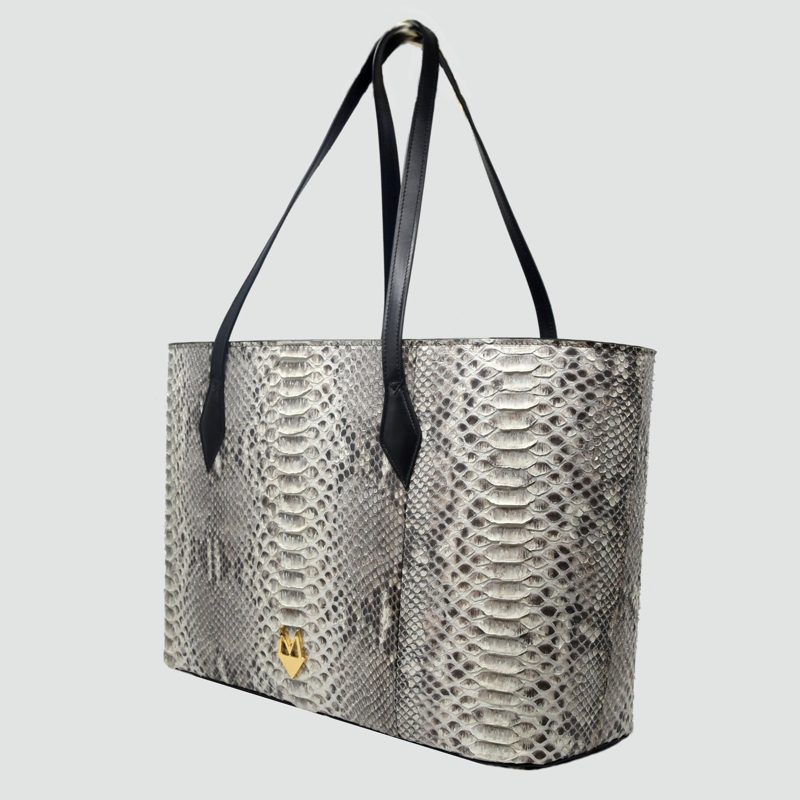 Borsa Shopper "Grandiosa" in vera pelle di Pitone Bianco Marmo - immagine 3