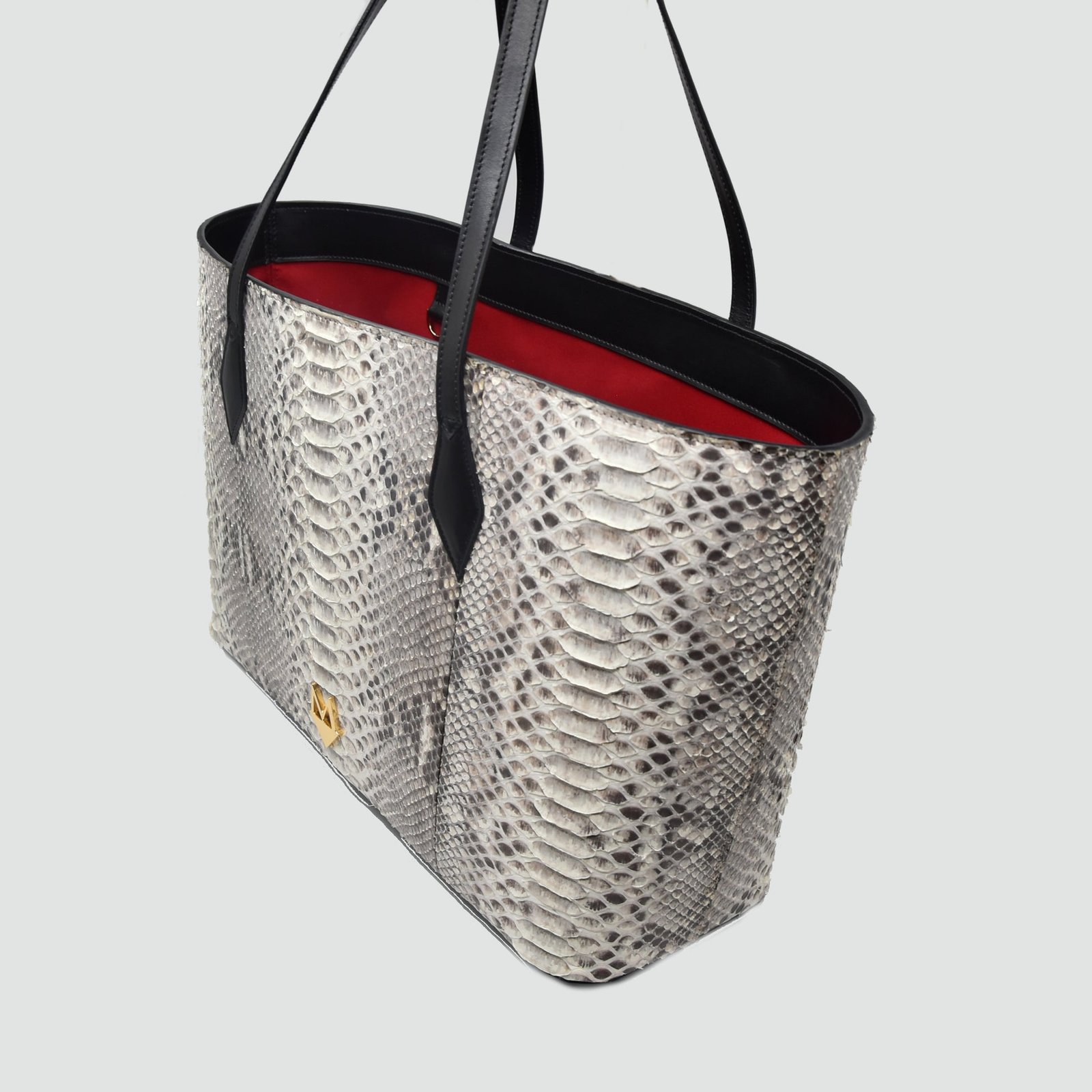 Borsa Shopper "Grandiosa" in vera pelle di Pitone Bianco Marmo - immagine 4