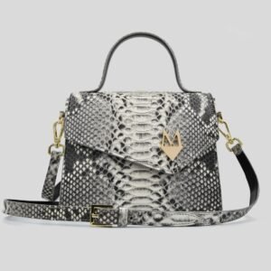 Borsa "Eccelsa" in vera pelle di Pitone Bianco Marmo