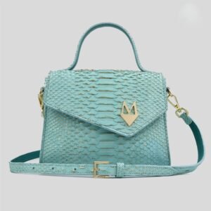 Borsa "Eccelsa" in vera pelle di Pitone Tiffany - Turchese