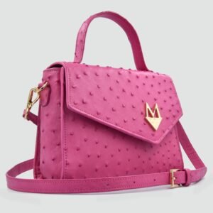 Borsa "Eccelsa" in vera pelle di Struzzo Fuchsia