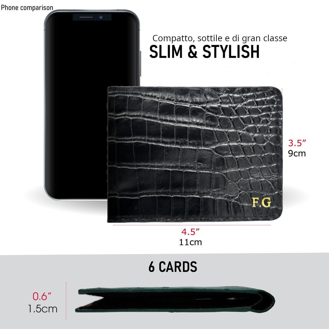 Portafoglio mod. "Esemplare" in vera pelle di coccodrillo personalizzabile - immagine 4