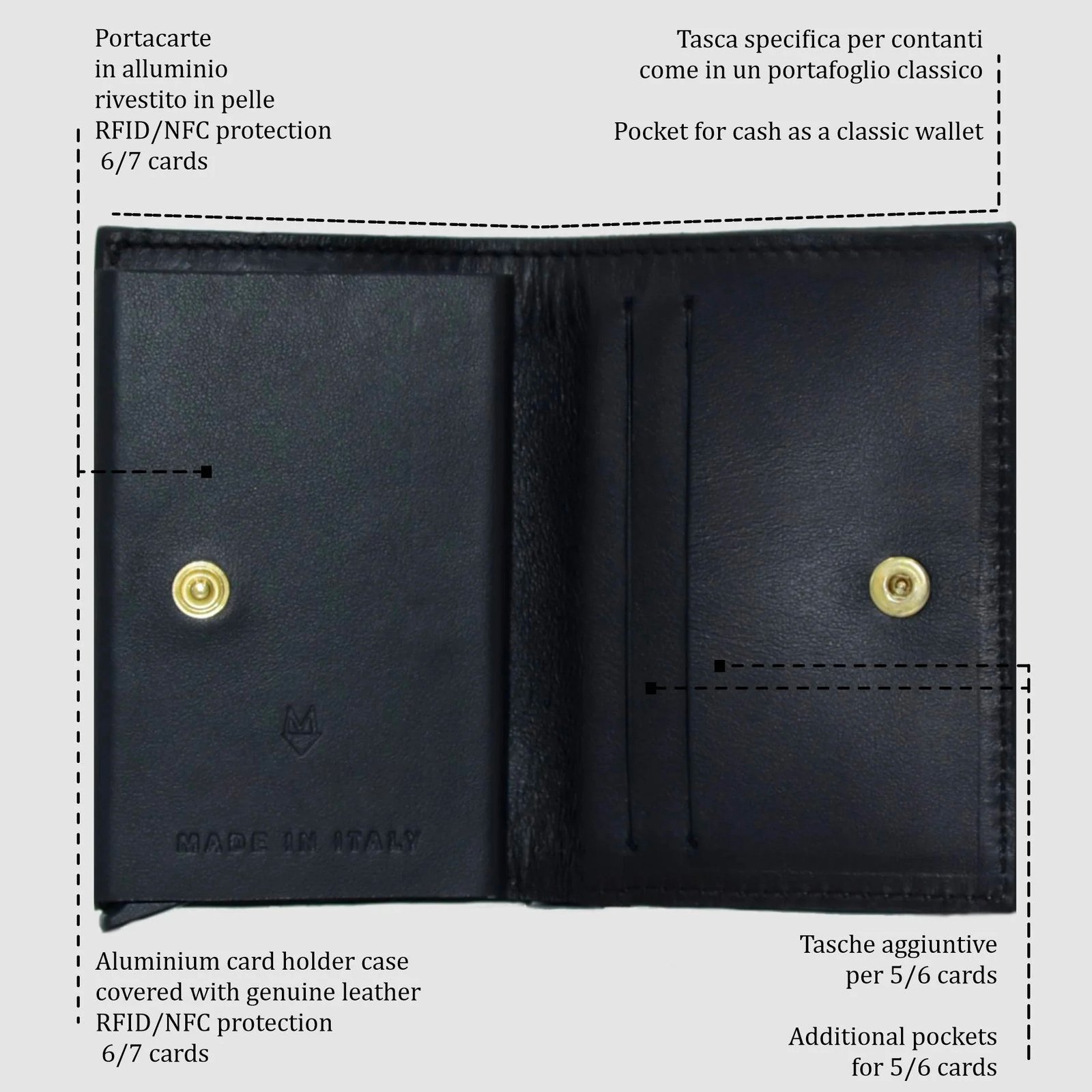 Portacarte compatto in vera pelle di Coccodrillo "Performante" - immagine 13