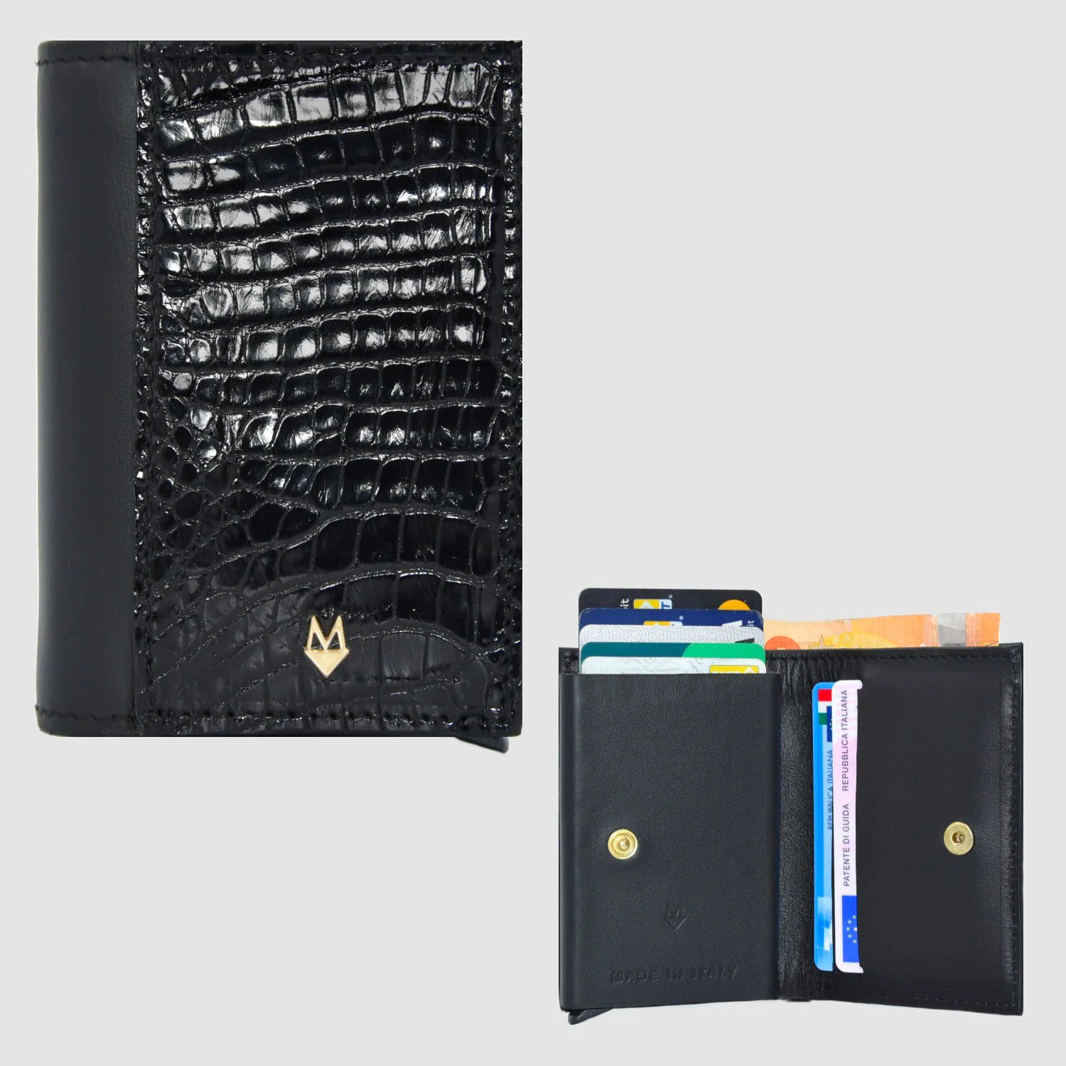 Portacarte compatto in vera pelle di Coccodrillo "Performante" - immagine 8