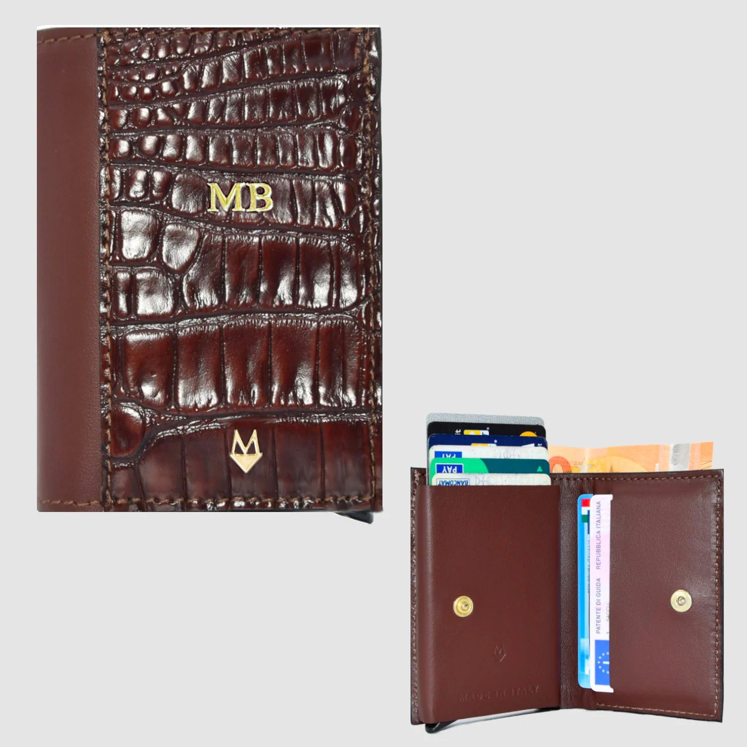 Portacarte compatto in vera pelle di Coccodrillo "Performante" - immagine 10